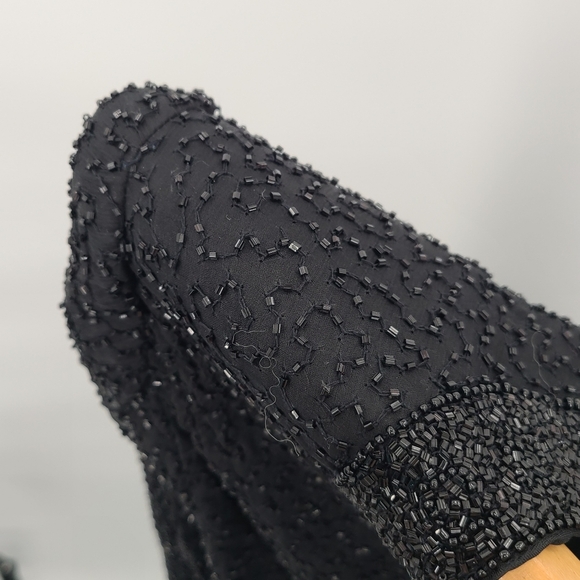 RARE! Vintage 1980s Stenay Black Beaded 100% Silk Evening Jacket -Stunning! - Picture 11 of 13